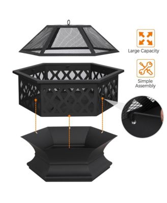 24in Heavy Duty Fire Pit for Outdoor Patio Backyard