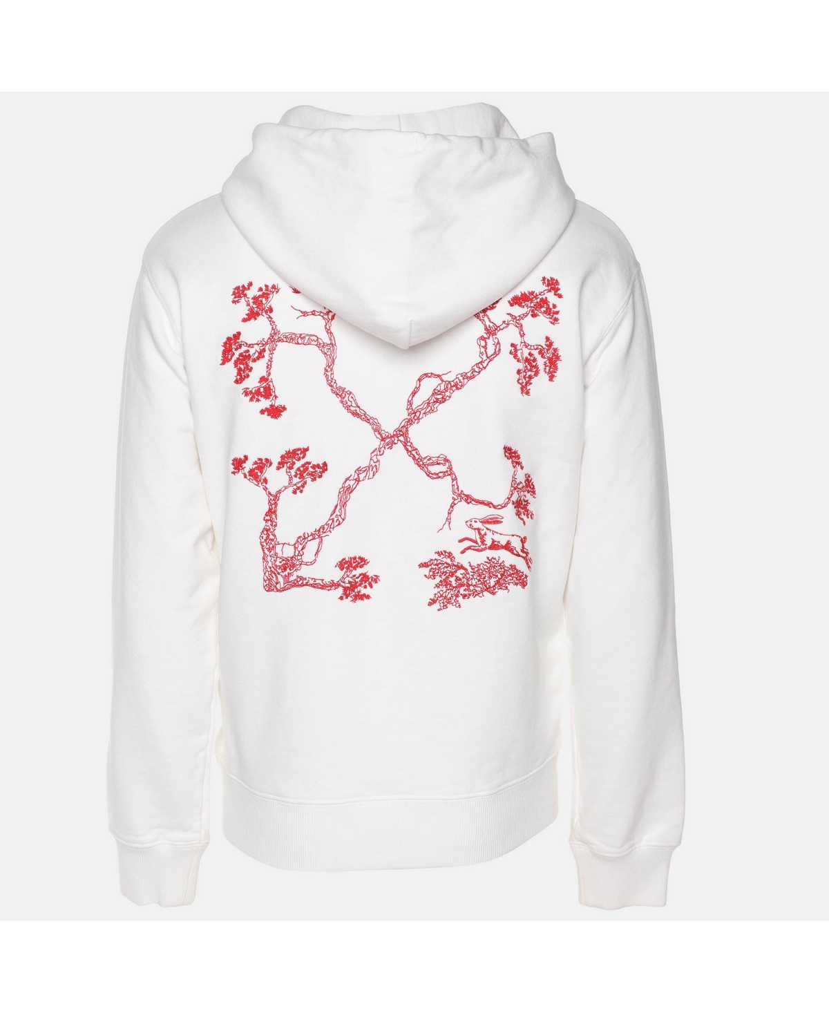 Pre-Owned Off-White Men's White Logo Embroidered Jersey Hoodie Jacket