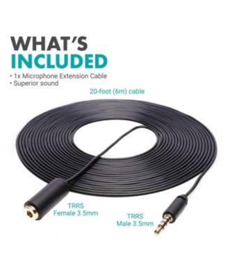 PM10EC6 20-foot (6m) TRRS Female 3.5mm to TRRS Male 3.5mm Microphone Extension Cable for Smartphones