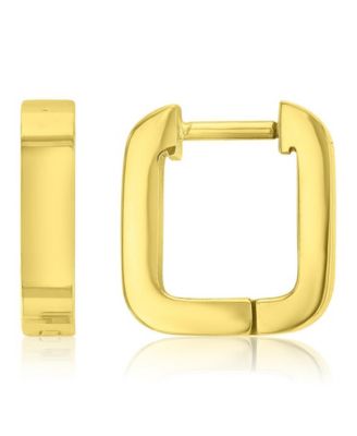 Waterproof Platinum 11mm Rounded Square Huggie Earrings