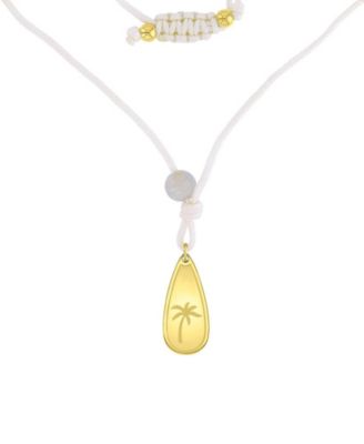 Roxy Waterproof Yellow Palm Tree Labradorite Adjustable Necklace - Gold White 85$