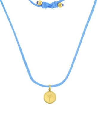 Roxy Waterproof Yellow Palm Tree Beads Adjustable Necklace - Gold Blue