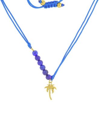 Waterproof Yellow Palm Tree Rhodonite Adjustable Necklace
