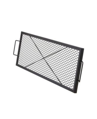 44" Rectangle X-Marks Fire Pit Grill Grate, Heavy Duty Steel Cooking Grate with Handle and Support X Wire, Black