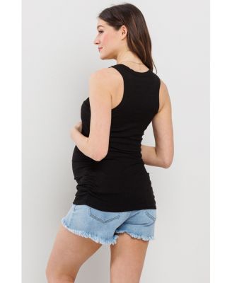 Maternity Side Ruched Ribbed Tank Top