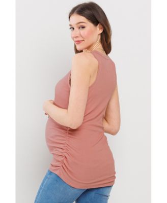 Maternity Side Ruched Ribbed Tank Top