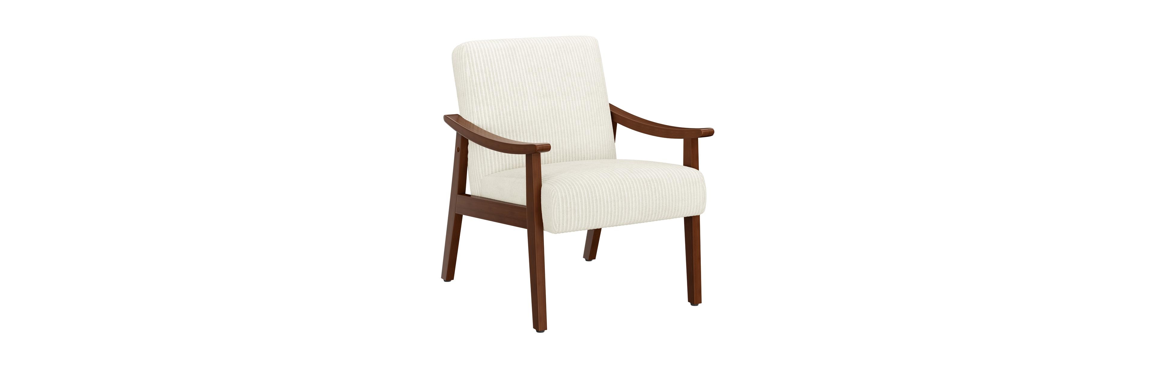Yaheetech Mid-Century Modern Corduroy Fabric Armchair, Beige