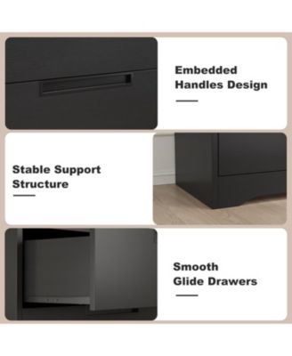 5 Drawer Dresser for Bedroom, Gray Chest of Drawers with Embedded Handles, Wooden Dresser Organizer for Living Room