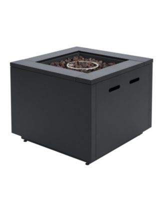30 Inch Square Steel Fire Pit Table Black 40000 BTU Galvanized Steel Construction