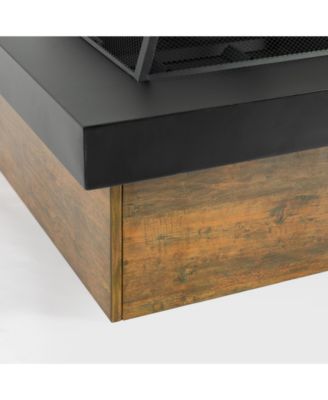 36 Inch Iron Wood Burning Fire Pit Table 36 Inch Diameter 24 Inch H Decorative Cross Weave Pattern