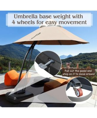11 Feet Outdoor Cantilever Hanging Umbrella with Base and Wheels