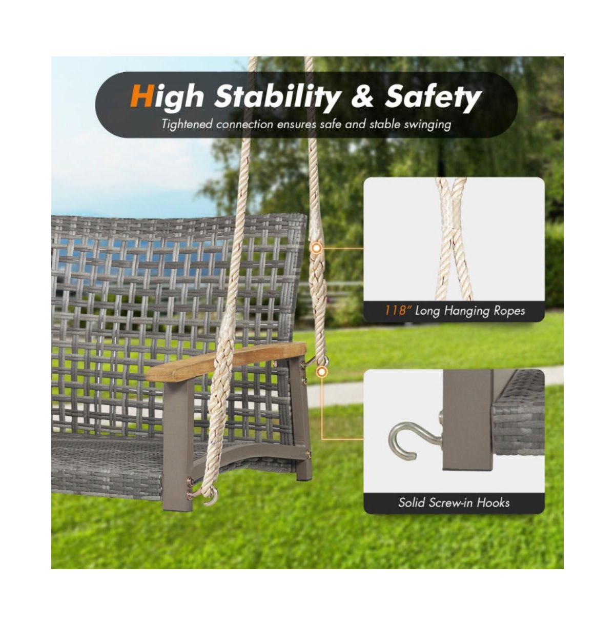 2-Person Patio Wicker Hanging Swing Chair