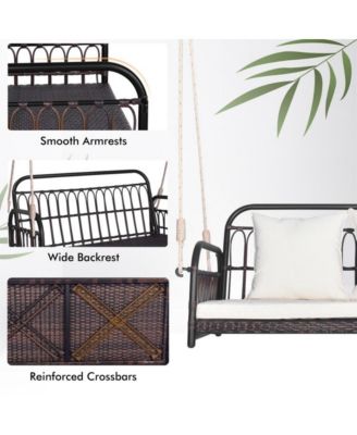 880LBS Wicker Hanging Porch Swing with Cushions