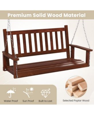 3-Person Wooden Outdoor Porch Swing with 800 lbs Weight Capacity