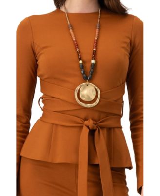 Women's Long Sleeve Top with Crossed Tie Straps