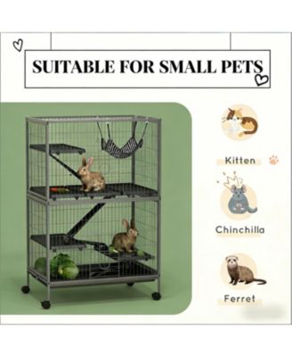 Mobile Cat Habitat on Wheels - A Secure, Roaming Home for Your Feline,Black