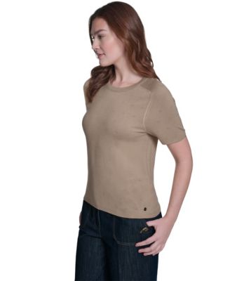 Women's Pointelle Short-Sleeve Sweater