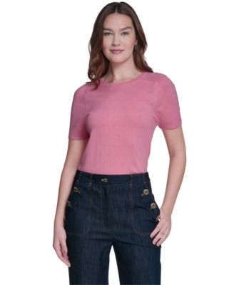 Women's Pointelle Short-Sleeve Sweater