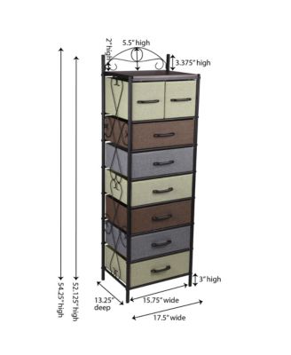 Victorian Style 8-Drawer Tower Storage Organizer Unit, Multicolor