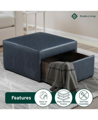 29" Leather Heidi Storage Ottoman