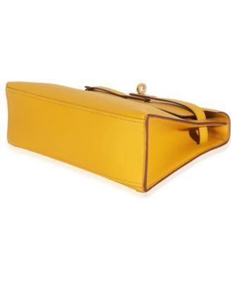 Pre-Owned Hermes Jaune Ambre Swift Kelly Pochette GHW