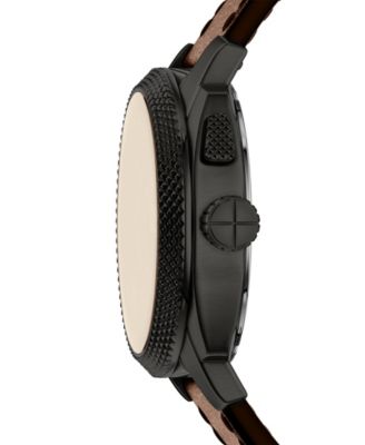 Men's Machine Big Tic Brown Leather Watch, 41mm