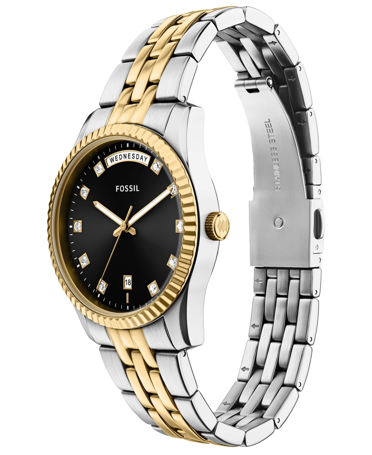 Fossil Women's Scarlette Three-Hand Day-Date Two-Tone Stainless Steel Watch, 34mm