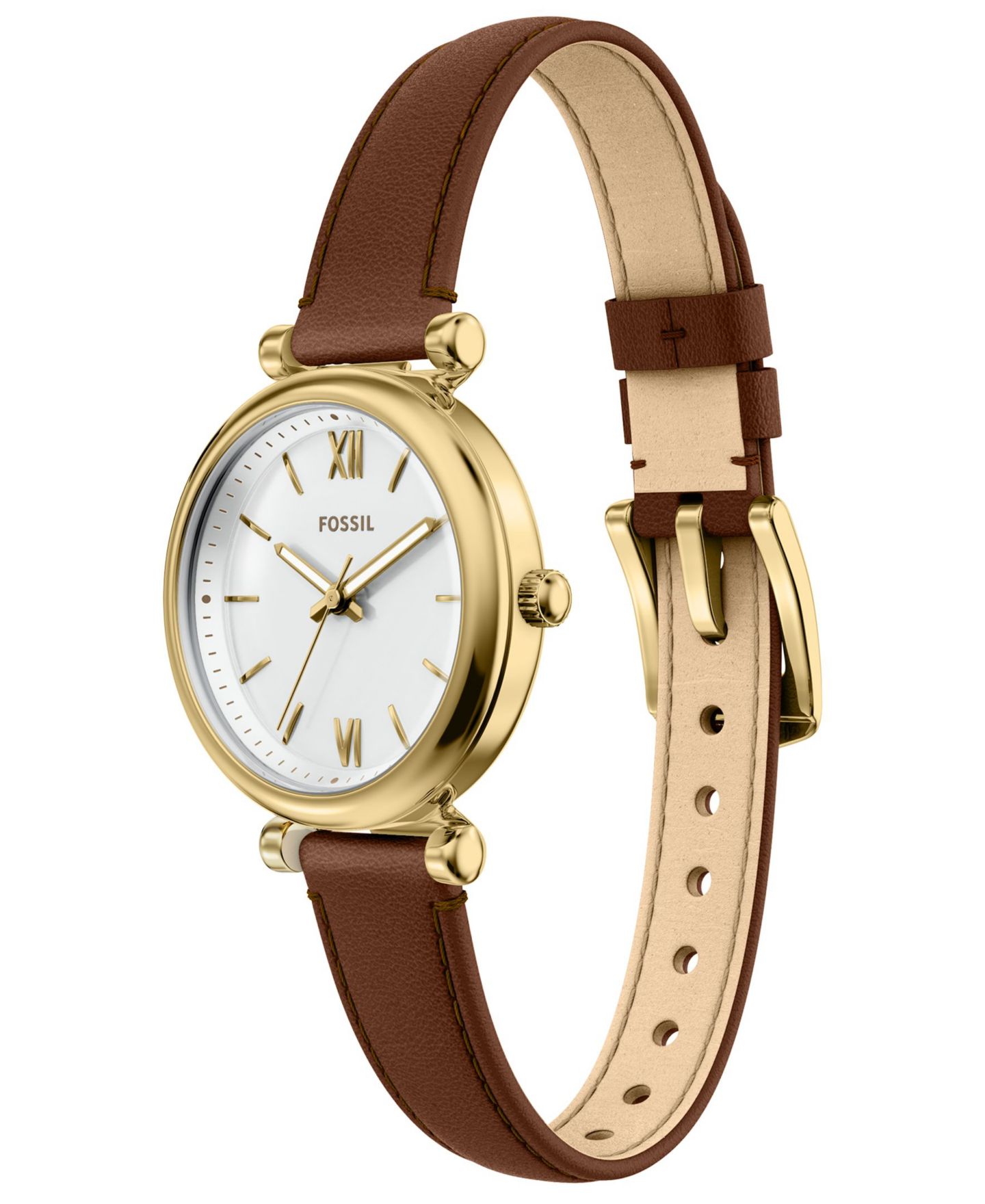 Женские часы Fossil Carlie Three-Hand Brown Leather Watch, 28mm — фото 4