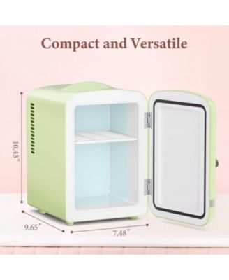 Retro Mini Fridge, Compact Refrigerator with 4L Capacity/6 Cans Cooler & Warmer, Removable Shelf for Skincare, Beverages, Cosmetics