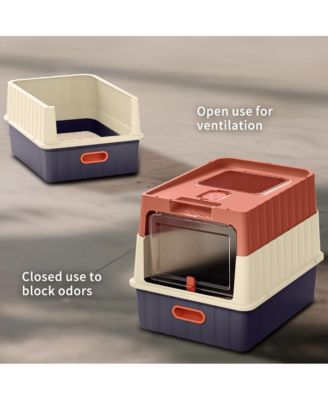 Easy-Clean Cat Litter Box with Pull-Out Drawer