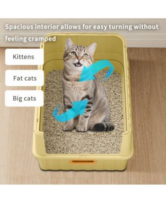 Easy-Clean Cat Litter Box with Pull-Out Drawer