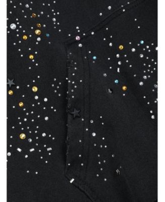 Women's Rhinestone Boxy Zip Up V302 Hoodie