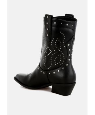 Womens Equine Studded Embroidery Cowboy Boots