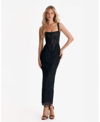 Women's Sequinned Lace Maxi Dress