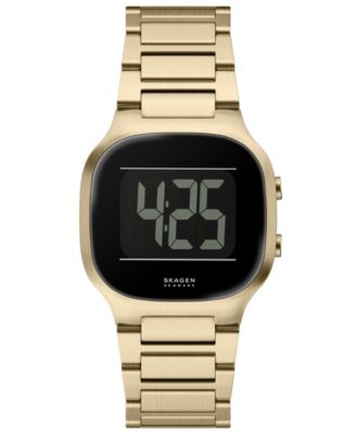Men's Mellem Digital Lcd Gold Stainless Steel Watch, 38mm