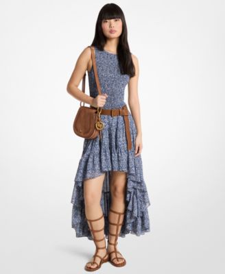 Women's High-Low Smock Crew Neck Maxi Dress