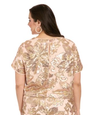 Plus Size Jewel Neck Cropped T-Shirt