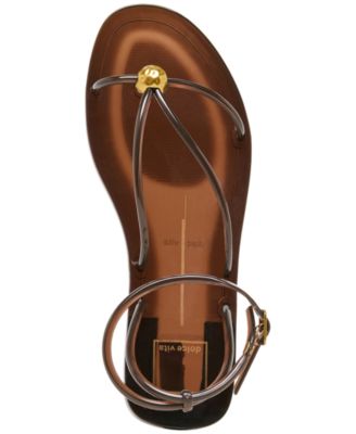 Women's Kenley Vinyl Strappy Jewelry Stud Flat Sandals