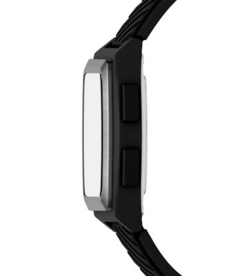 Armani Exchange Men's LCD Black Silicone Watch, 42mm