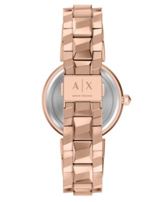 Armani Exchange Women's Quartz Two-Hand Rose Gold Stainless Steel Watch, 34mm