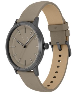 Armani Exchange Men's Quartz Three-Hand Gray Leather Watch, 42mm
