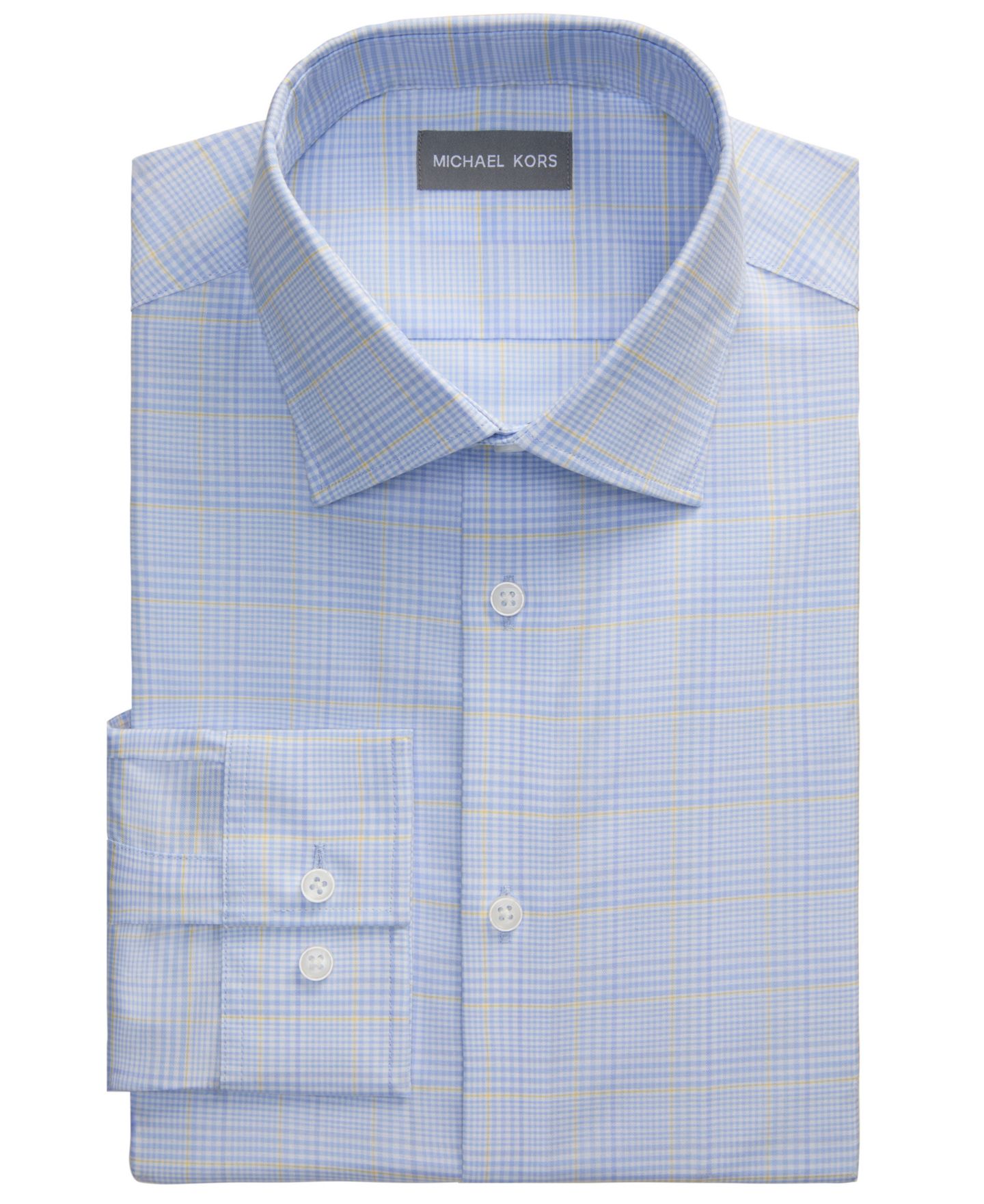 Мужская рубашка Michael Kors Stretch Fabric Ultra Wrinkle-Free Dress Shirt, цвет: Синий — фото 4
