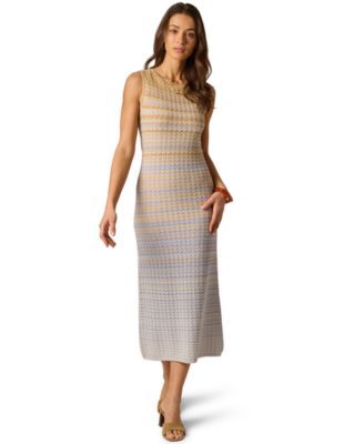 Women's Metallic Ombre Sweater Crew Neck Knit Dress