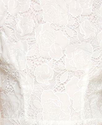 Juniors' Sleeveless Floral Embroidered Lace Crew Neck Dress