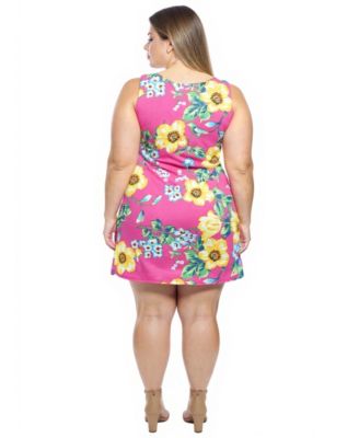 Plus Size Floral Round Neck A-Line Dress