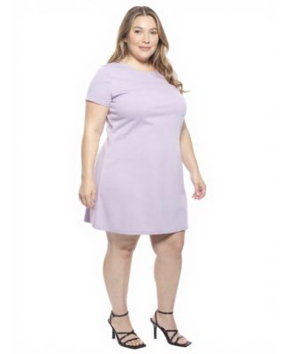 Plus Size Solid Round Neck Shift Dress
