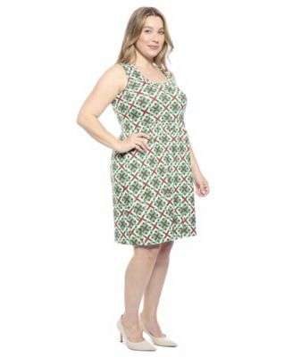 Plus Size Geometric Sleeveless Fit and Flare Dress