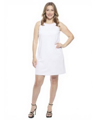 Plus Size Round Neck Sleeveless Mini Shift Dress
