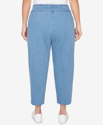 Plus Size Austin Butterfly Floral Printed Super Stretch Denim Ankle Pants