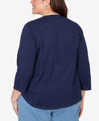 Plus Size Austin Diamond Geometric Heat Set Knit Top